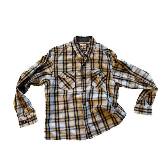 Red Head Shirt Mens Large Long Sleeve Pockets Button Front Flannel Plaid Choose - Picture 12 of 16